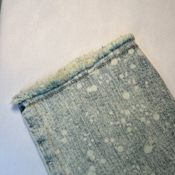 Girls Size 14 Acid Wash Denim Straight Leg Raw Fringe Bottom Trendy Y2K Fun NWT - Picture 2 of 13